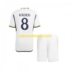Camisola Real Madrid Kroos 8 Criança Equipamento Primeiro 2023-2024 Manga Curta